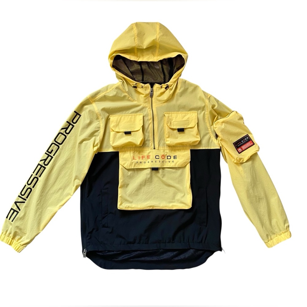 Life Code Progressive Yellow/Black Windbreaker Men’s XL Lightweight, Hooded